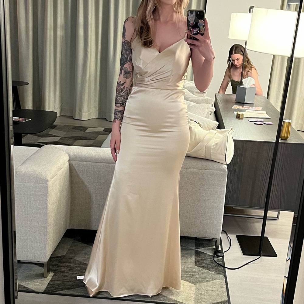 Champagne Satin Evening Gown